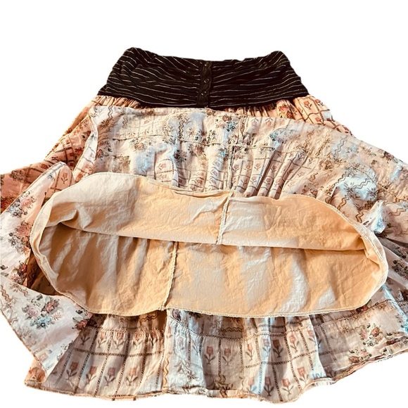 Muchacha Strapless Black and Peach Colored Tiered Midi Casual Dress Size Medium - Picture 8 of 15